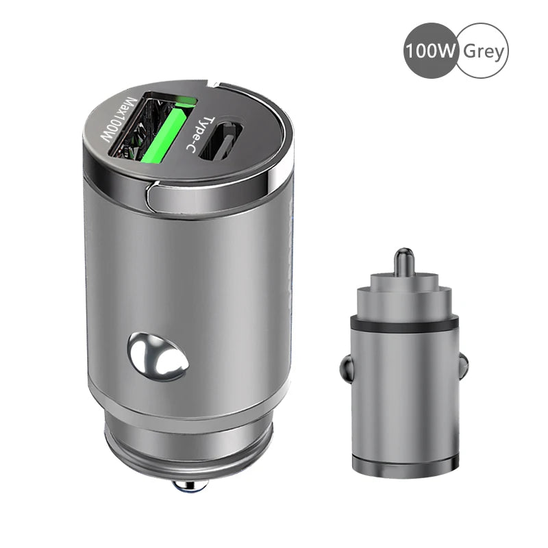 100W Mini Car Charger | Fast Charging USB-C & QC3.0 for iPhone, Xiaomi, Samsung, Huawei - Image 3