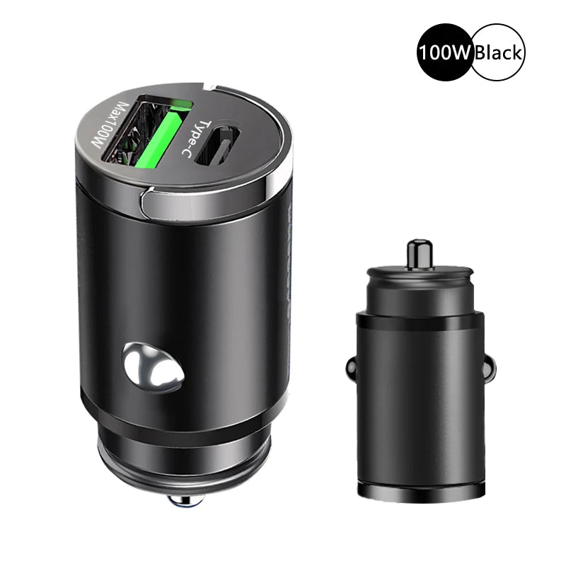 100W Mini Car Charger | Fast Charging USB-C & QC3.0 for iPhone, Xiaomi, Samsung, Huawei - Image 4