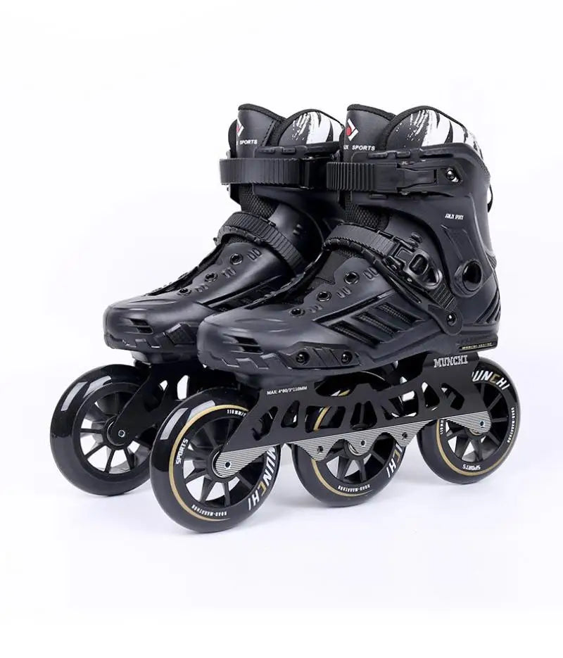 3 Wheels Professional Roller Skates Adult Youth leisure Inline Skating Shoes Figure Skating Black Sneakers Shoes size 36-46