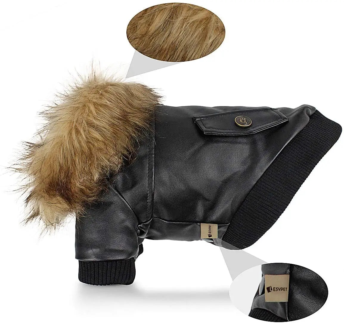 Waterproof Leather Dog Coats - ATUBAN Winter Puppy Jackets for Small to Medium Dogs - Image 5