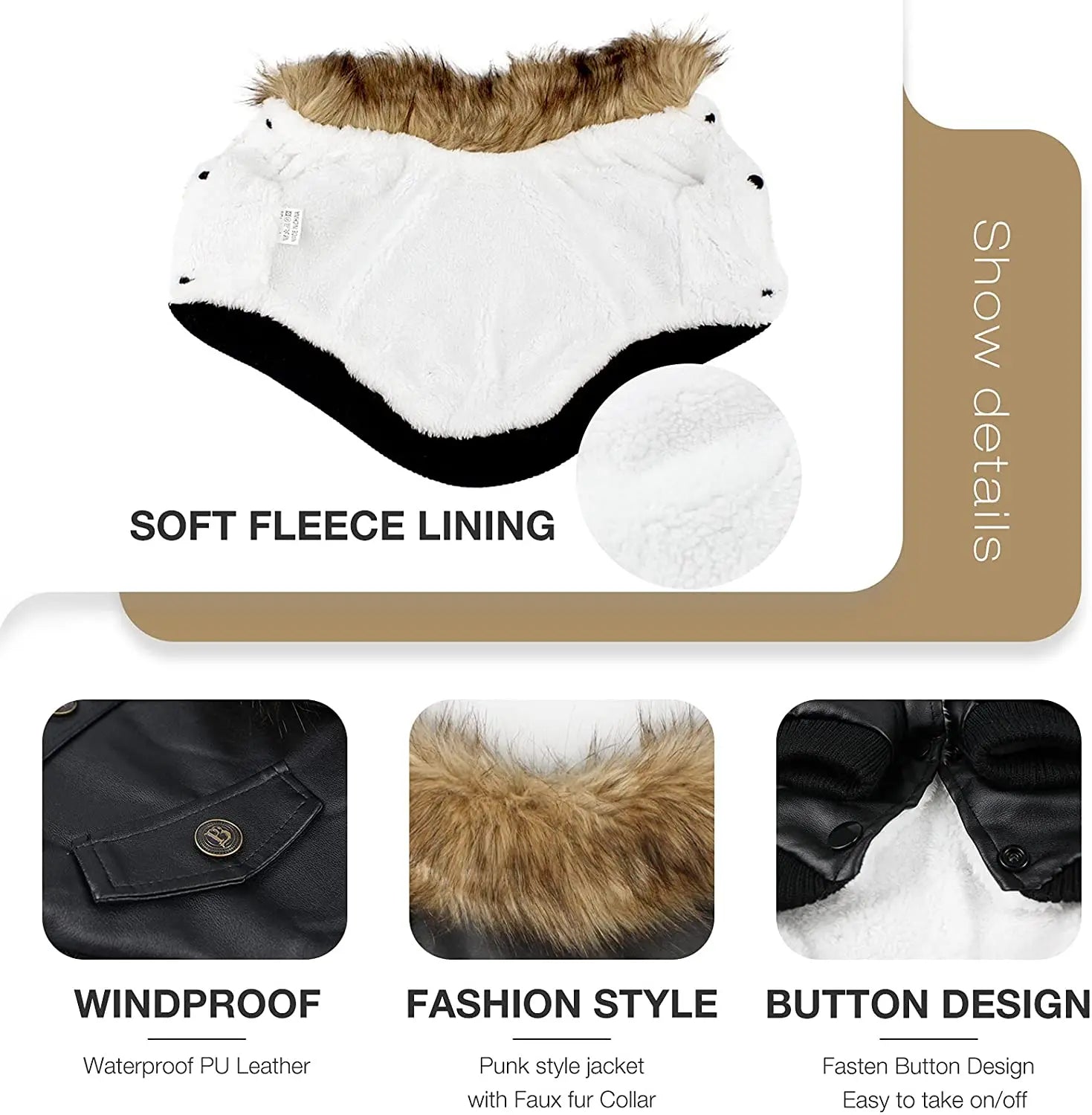 Waterproof Leather Dog Coats - ATUBAN Winter Puppy Jackets for Small to Medium Dogs - Image 6
