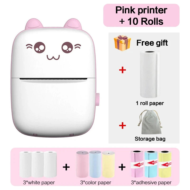 Mini Thermal Printer Wireless BT 200dpi Label Photo Memo Wrong Question Printing Tag Bluetooth Printer USB Cable Portable - Image 11