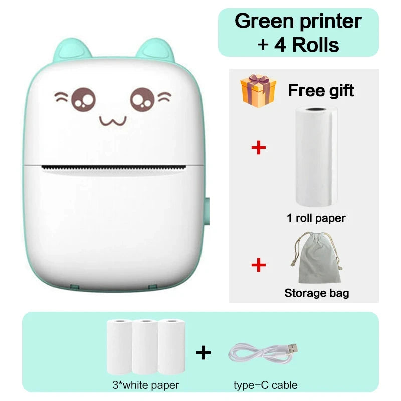 Mini Thermal Printer Wireless BT 200dpi Label Photo Memo Wrong Question Printing Tag Bluetooth Printer USB Cable Portable - Image 13