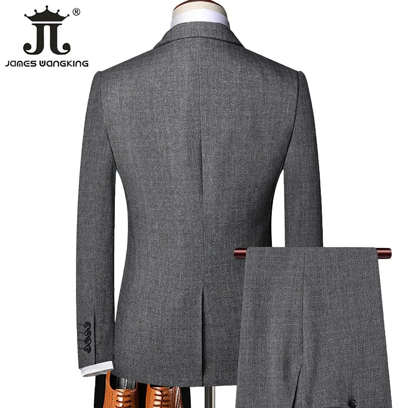 S-5XL (Jacket + Vest + Pants) Retro Gentleman Classic Fashion Plaid Mens Formal Business Slim Suit 3Pces Set Groom Wedding Dress - Image 6